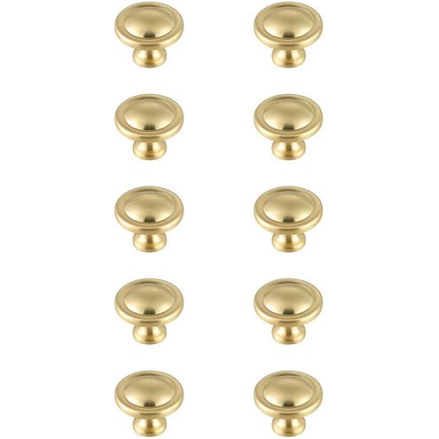Garlande Brushed Gold Hardware Cabinet Knob, Set of 10