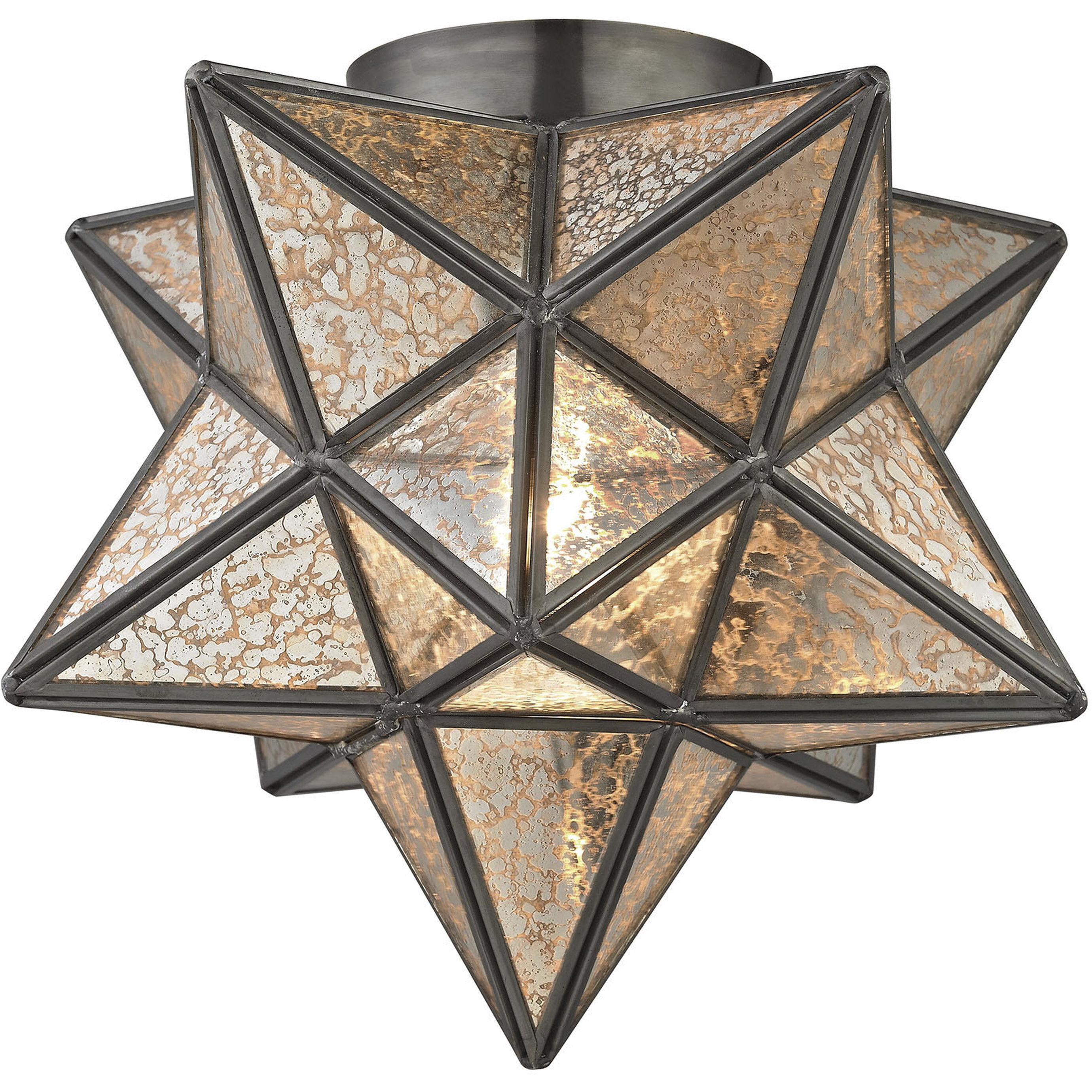 Moravian Star 1 Light 11 inch Oil Rubbed Bronze with Mercury Flush Mount Ceiling Light