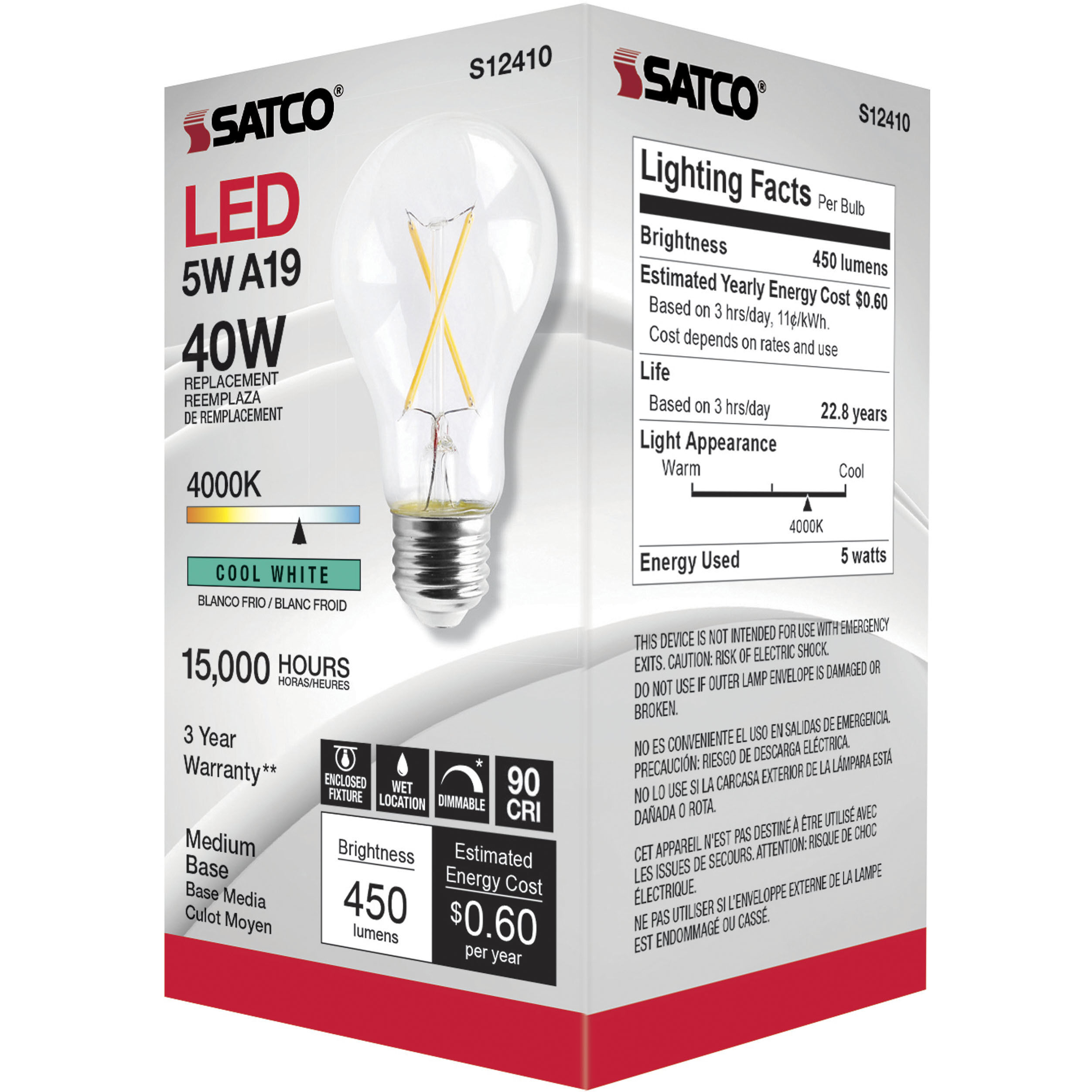 Lumos LED Medium 5.00 watt 120 4000K Light Bulb