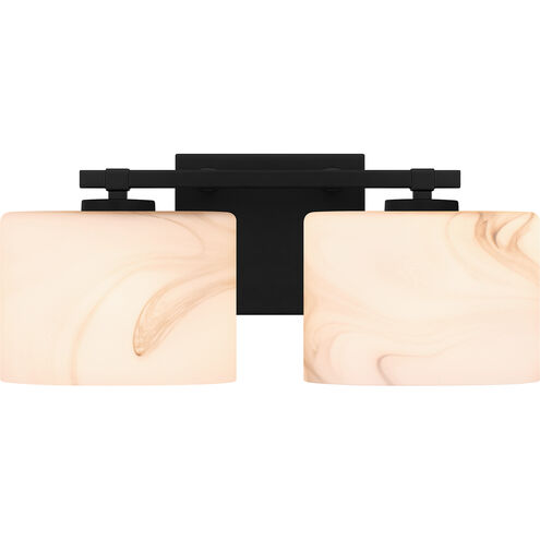 Mather 2 Light 15 inch Matte Black Bath Light Wall Light, Medium