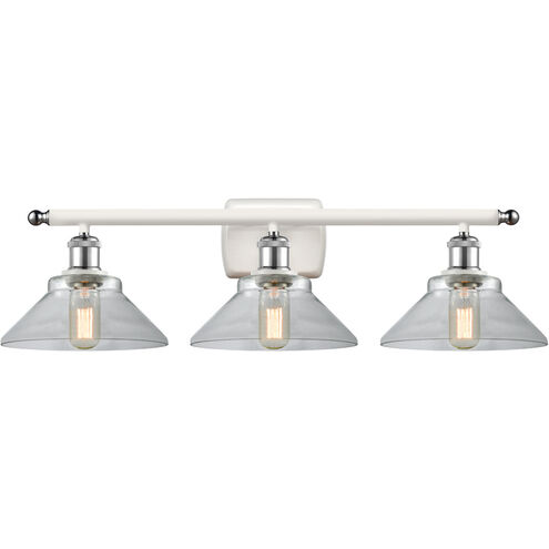Ballston Orwell 3 Light 26 inch White and Polished Chrome Bath Vanity Light Wall Light in Clear Glass, Ballston