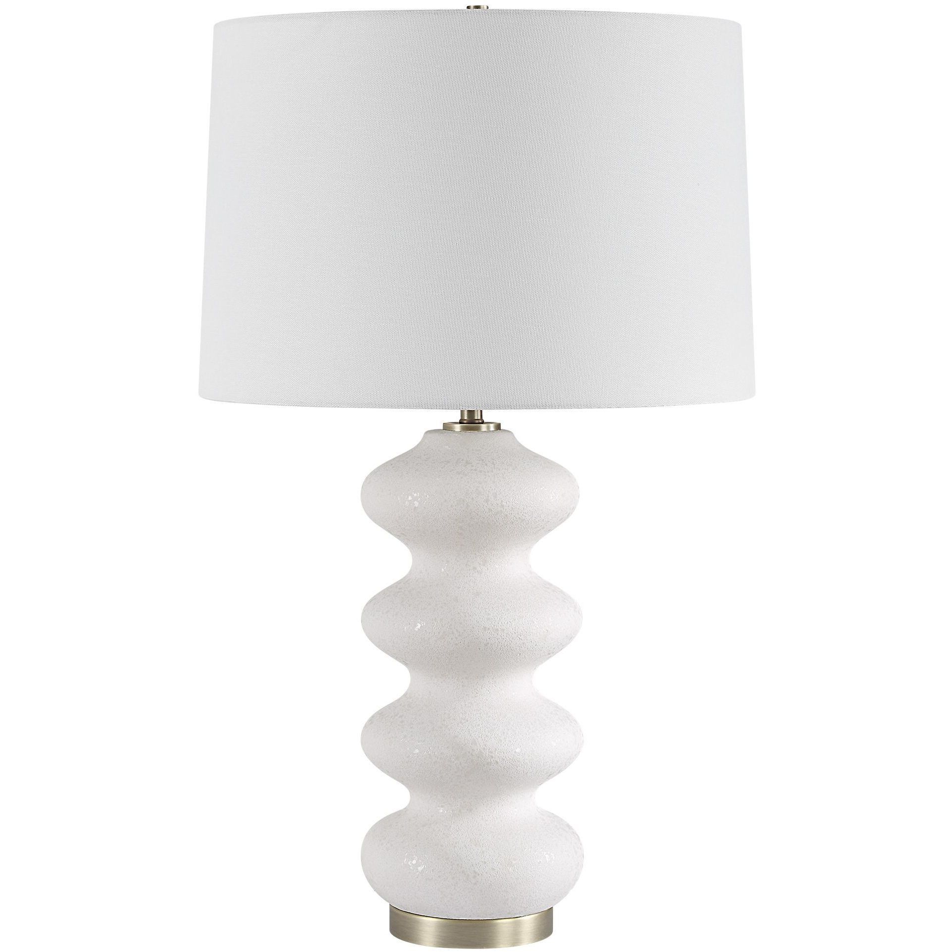 Liora 26.25 inch 150.00 watt White Glaze and Brushed Antique Brass Table Lamp Portable Light