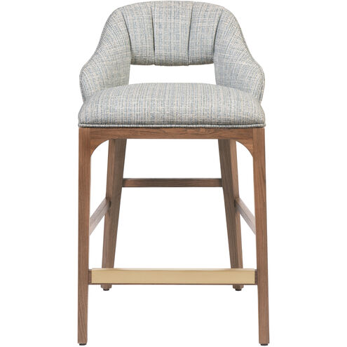 Inga 34 inch Morel Brown/Brushed Brass/Greenlight Powder Counter Stool