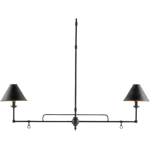 Prosperity 2 Light 44.5 inch French Black/Contemporary Gold Leaf Interior Chandelier Ceiling Light, Rectangular