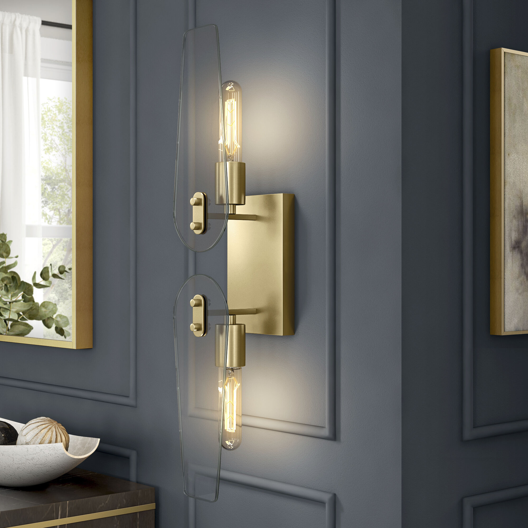 Bergen Beach 2 Light 5 inch Brushed Gold Wall Sconce Wall Light
