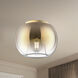 Samar 1 Light 7.5 inch Brushed Gold/Copper Flush Mount Ceiling Light in Transition Copper Glass