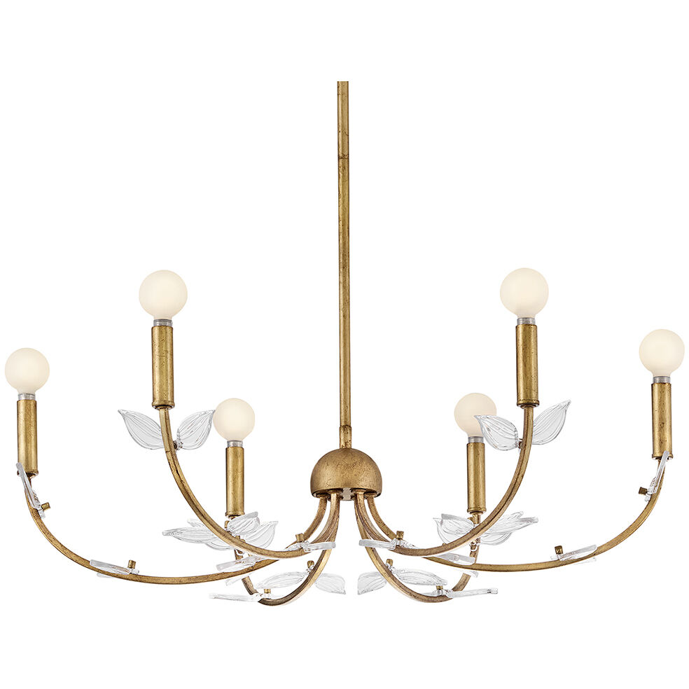 Aliso 6 Light 30 inch Distressed Brass Chandelier Ceiling Light