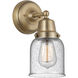Aditi Bell 1 Light 5 inch Brushed Brass Sconce Wall Light in Seedy Glass
