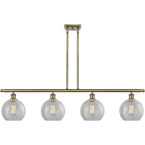 Ballston Athens LED 48 inch Antique Brass Island Light Ceiling Light in Clear Crackle Glass, Ballston