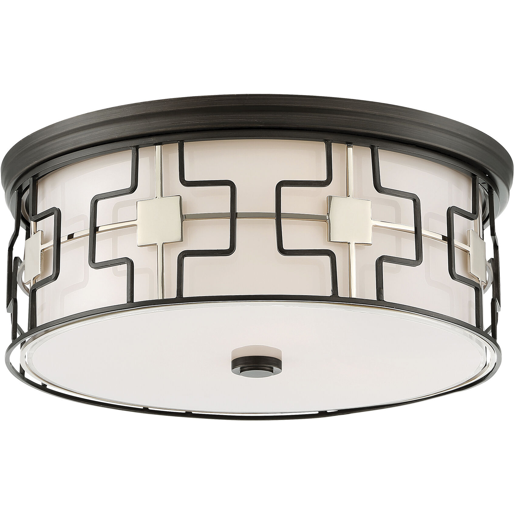 ML LED 16 inch Dark Gray/Polished Nickel Flush Mount Ceiling Light in Dark Gray with Polished Nickel