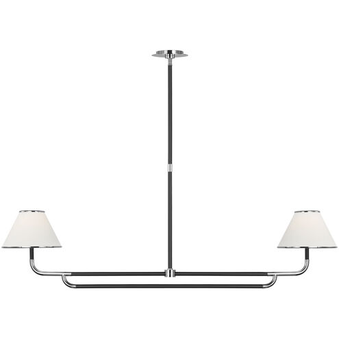 Marie Flanigan Rigby LED 54.25 inch Polished Nickel and Ebony Linear Chandelier Ceiling Light, Large