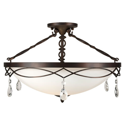 Signature 4 Light 22 inch Antique Bronze Semi Flush Mount Ceiling Light 