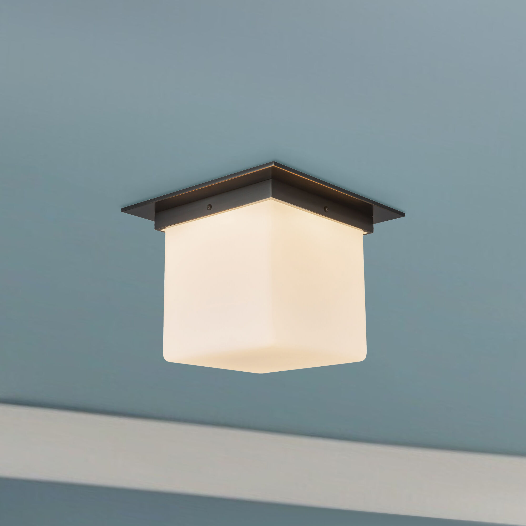 Mineral 1 Light 11.13 inch Urban Bronze and Matte Opal Glass Flush Mount Ceiling Light in Opal Glass Shade