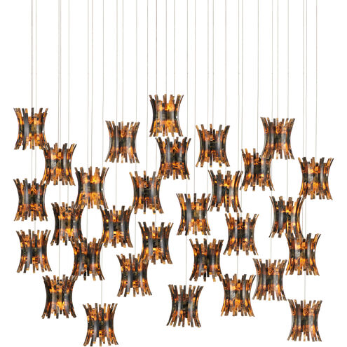 Alsop 30 Light 54 inch Brown and Black with Silver Multi-Drop Pendant Ceiling Light