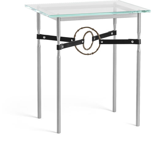 Equus 25.1 X 22 inch Vintage Platinum and Oil Rubbed Bronze Side Table in Leather Black, Vintage Platinum/Oil Rubbed Bronze