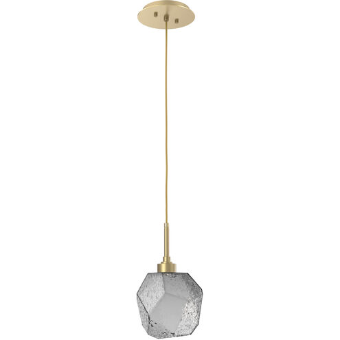 Gem LED 8.4 inch Gilded Brass Pendant Ceiling Light in 3000K LED, Smoke
