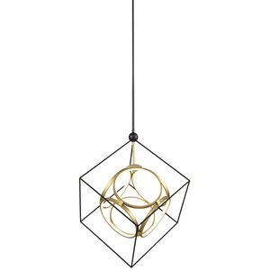 Monza LED 31.13 inch Black with Antique Brass Chandelier Ceiling Light