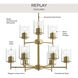 Replay 9 Light 25 inch Brushed Gold Chandelier Ceiling Light