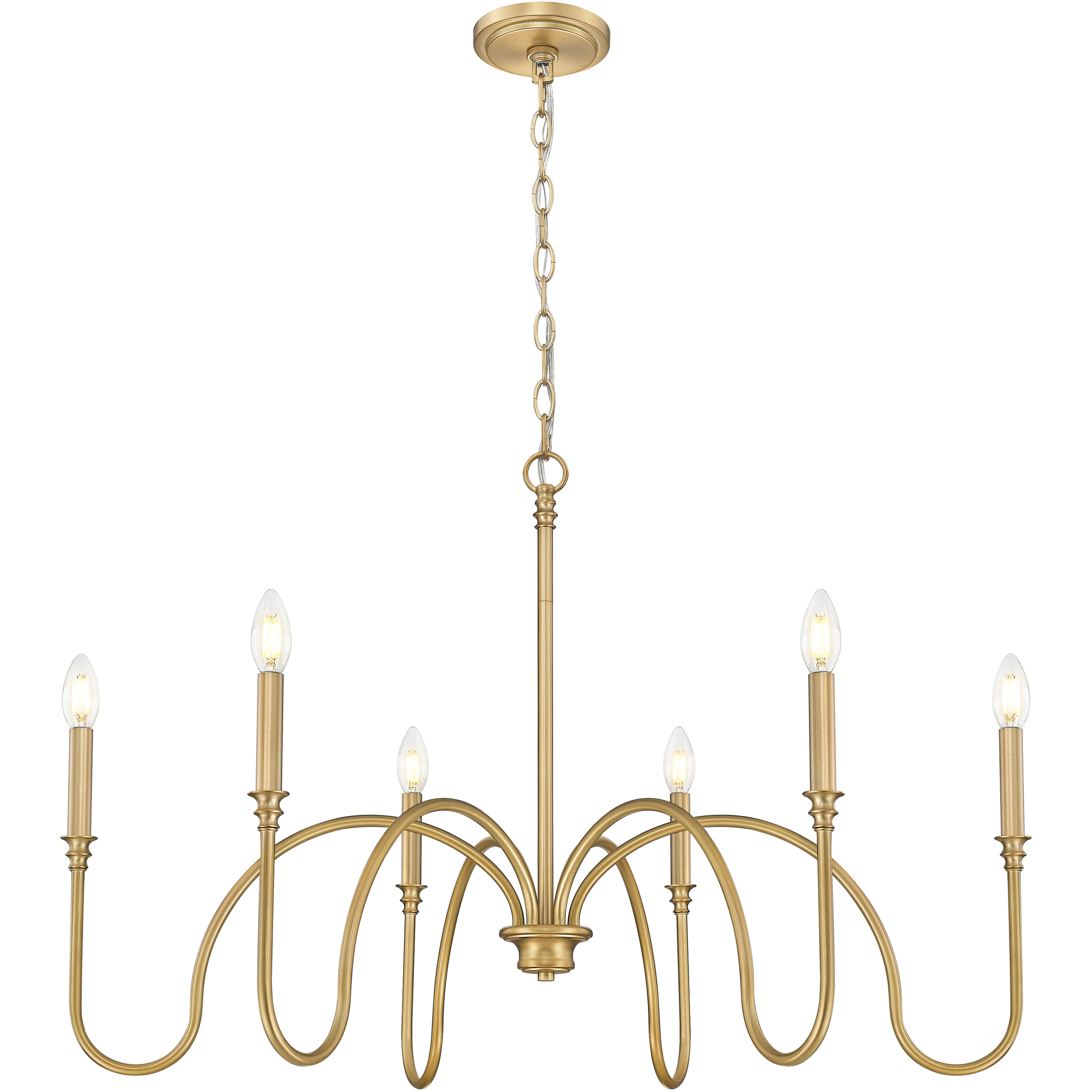 Jisele 6 Light 41.75 inch Rubbed Brass Chandelier Ceiling Light