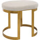 Infinity 20 inch Mottled Antique Gold Leaf and White Linen Fabric Accent Stool