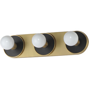 Hollywood LED 20 inch Black and Natural Aged Brass Bath Vanity Wall Light in Bulb Included
