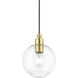 Downtown 1 Light 8 inch Satin Brass Pendant Ceiling Light, Sphere