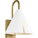 Kelly by Kelly Wearstler Cambre 7 inch 9 watt Matte White and Burnished Brass Task Wall Sconce Wall Light in Matte White / Burnished Brass
