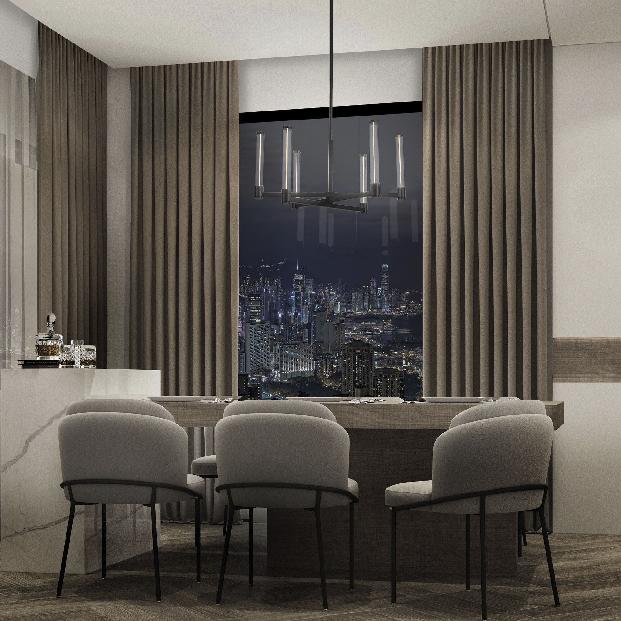 Jedi LED 27 inch Black Chandelier Ceiling Light, dweLED