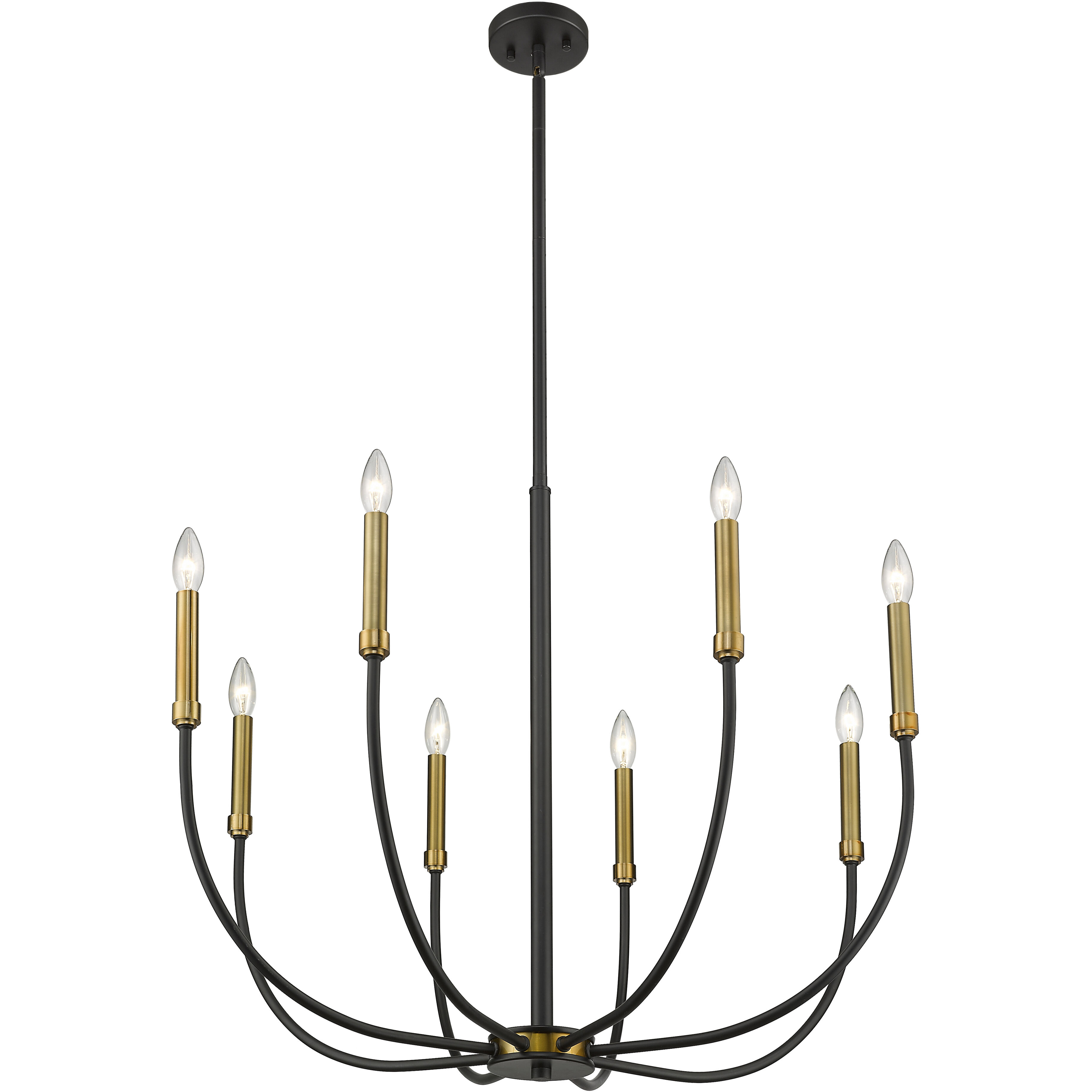 Haylie 8 Light 32.5 inch Matte Black and Olde Brass Chandelier Ceiling Light
