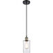 Ballston Clymer 1 Light 4 inch Black Antique Brass Mini Pendant Ceiling Light in Clear Glass, Ballston
