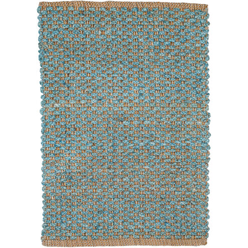 Shuttle Weave Durrie with Hamming 36 X 24 inch Petrol Rug, Rectangle