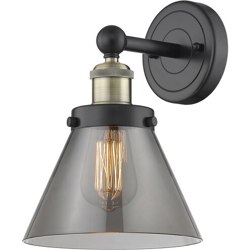 Cone Sconce Wall Light in Black Antique Brass, Plated Smoke