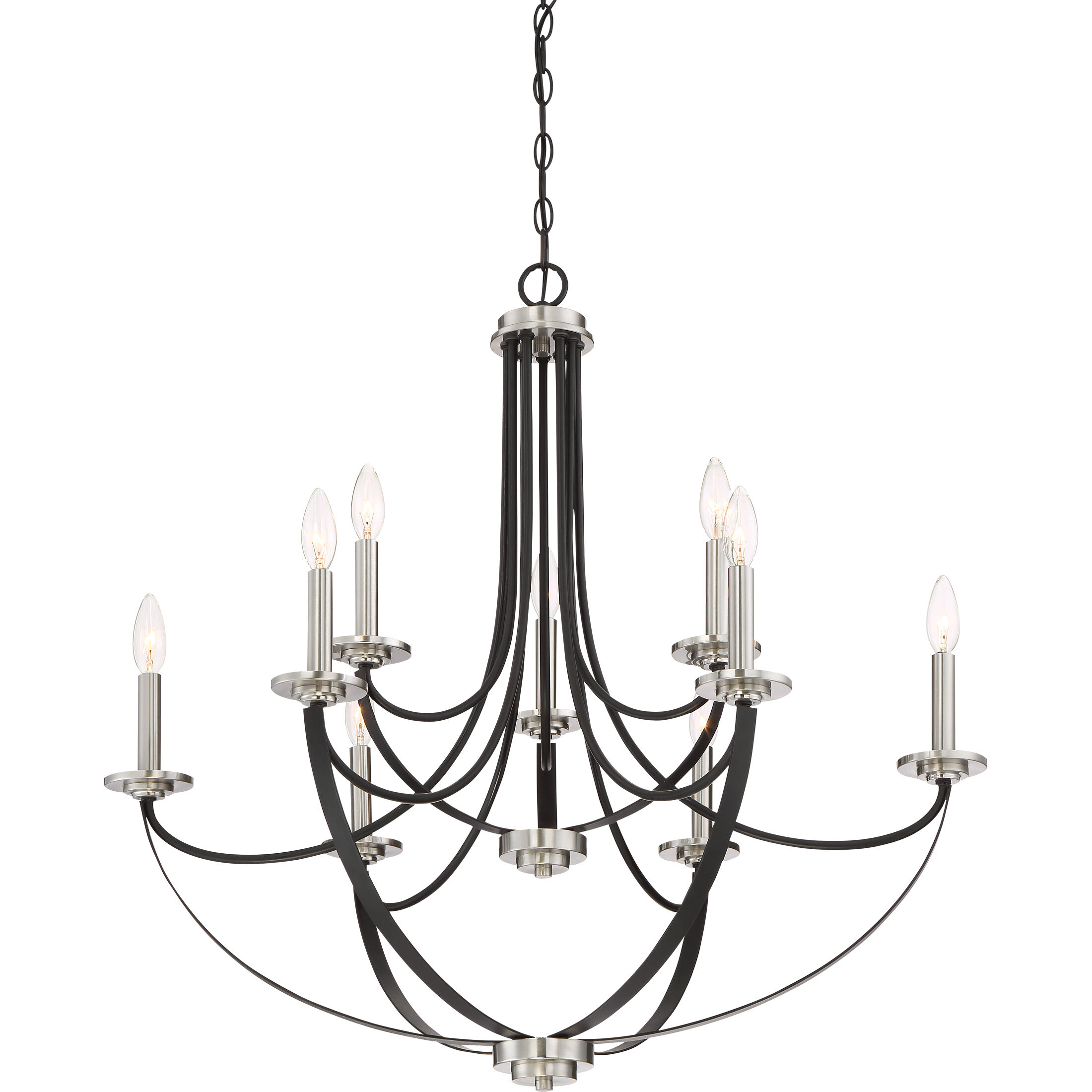 Alana 9 Light 32 inch Mystic Black Chandelier Ceiling Light, Two Tier