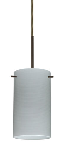 Stilo 1 Light Bronze Pendant Ceiling Light in Chalk Glass, Halogen