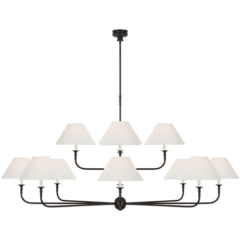 Visual Comfort Signature Collection TOB5458AI/EBO-L Thomas O'Brien Piaf LED  72 inch Aged Iron and Ebonized Oak Two Tier Chandelier Ceiling Light,  Oversized