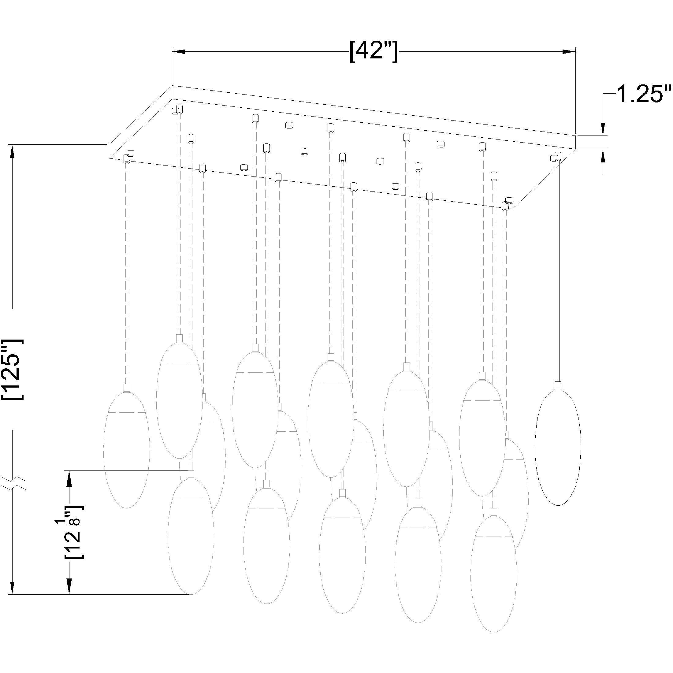 Arden 17 Light 42 inch Rubbed Brass Linear Chandelier Ceiling Light