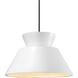 Radiance Collection - Trapezoid LED 14 inch Gloss White (outside and inside of fixture) and Matte Black Pendant Ceiling Light in Dedicated LED, Rigid Stem, Gloss White/Gloss White, Form+Finish+Function