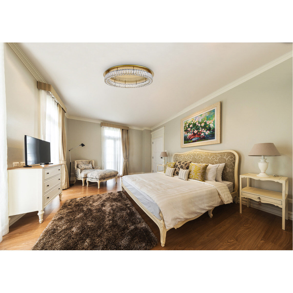 Monroe LED 34 inch Gold Flush Mount Ceiling Light