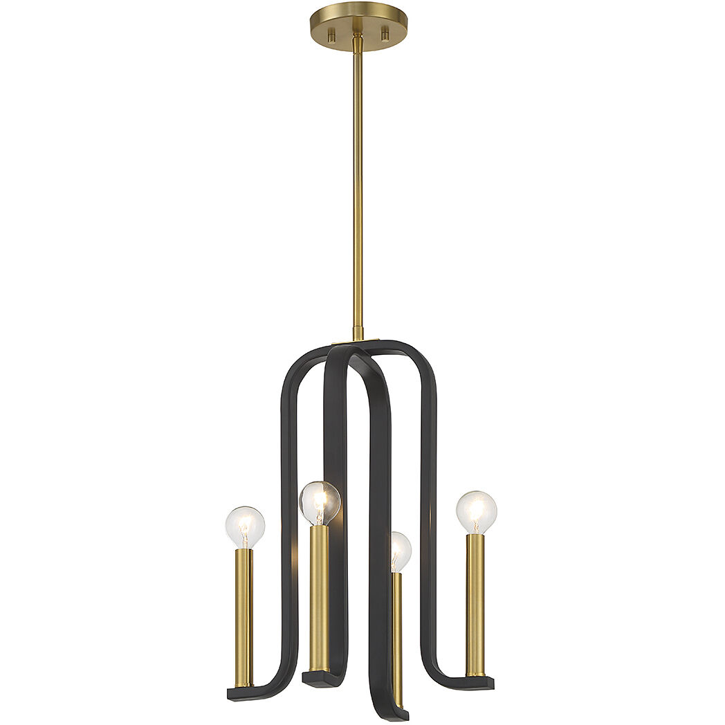 Archway 4 Light 14 inch Black with Warm Brass Accents Pendant Ceiling Light