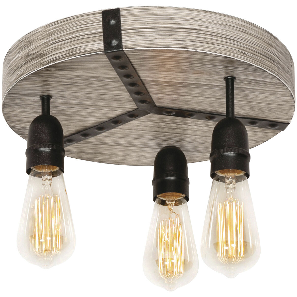 Noah 3 Light 13 inch Distressed Grey Semi Flush Mount Ceiling Light