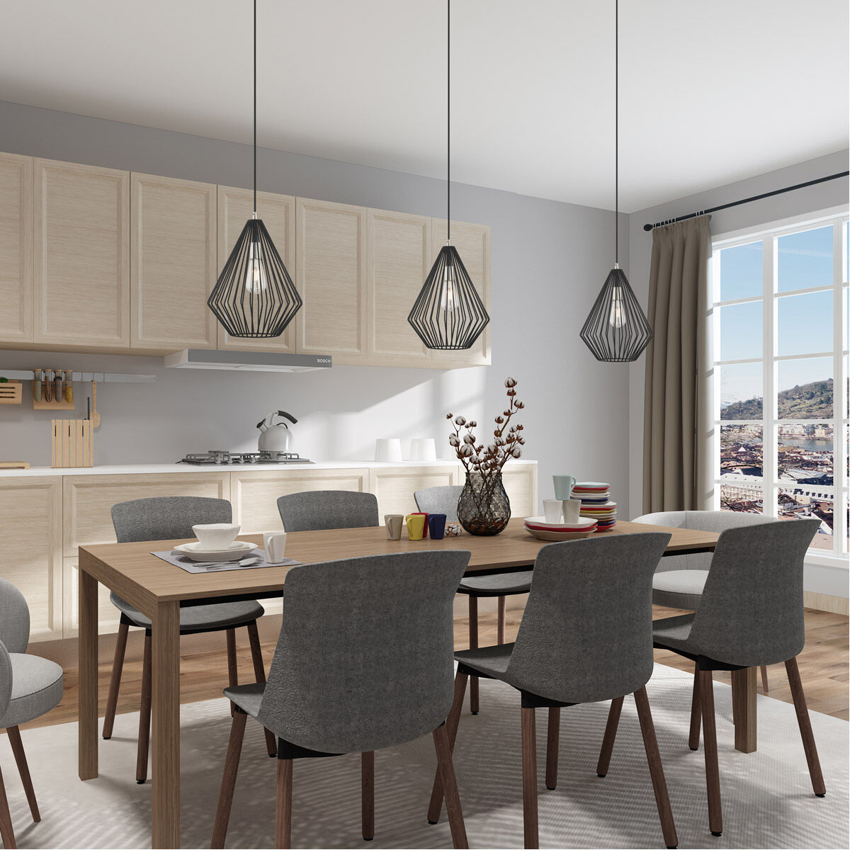 Geometric 1 Light 11.5 inch Black Mini Pendant Ceiling Light