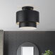Zolana 2 Light 12 inch Black Semi Flush Mount Ceiling Light, Medium