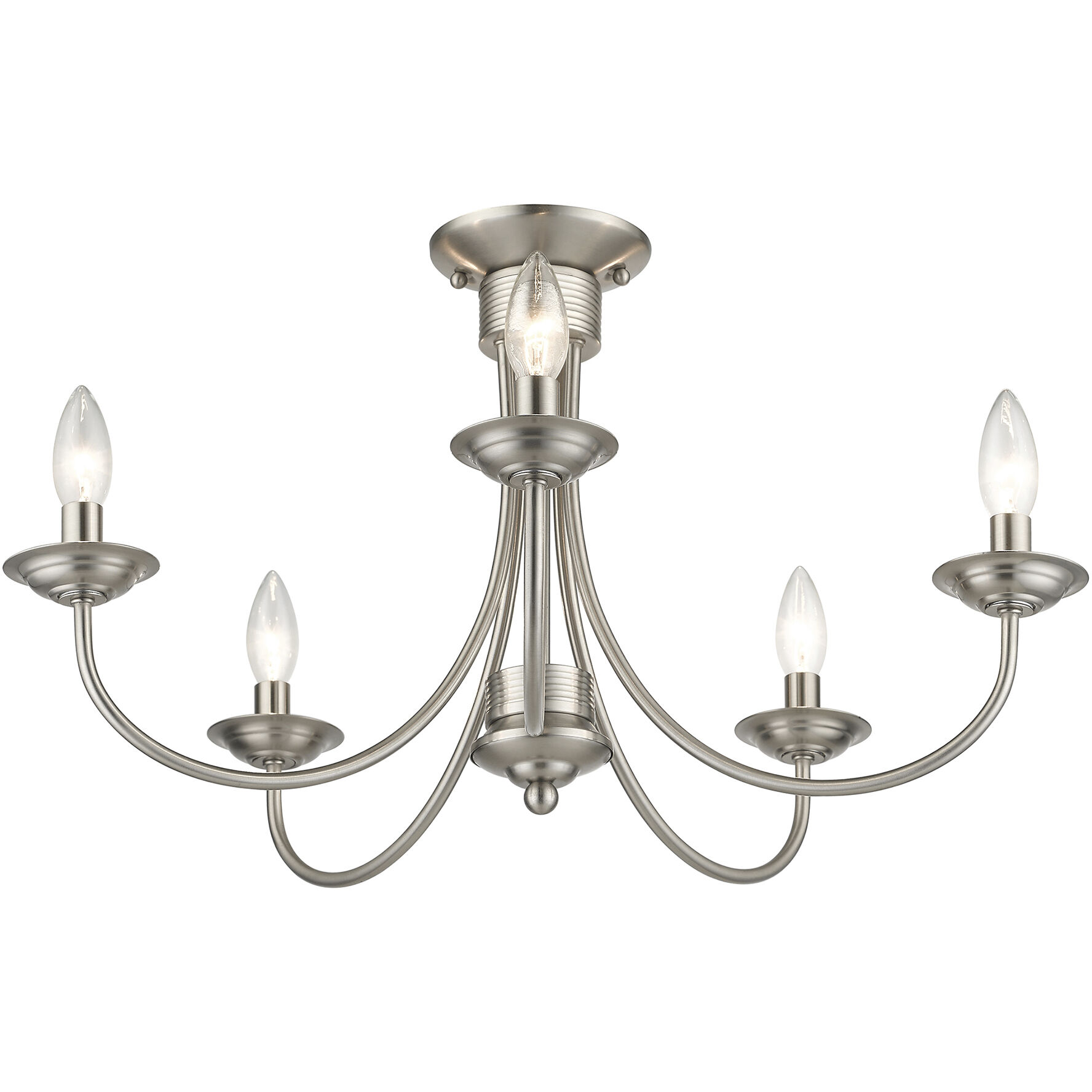 Estate 5 Light 24 inch Brushed Nickel Semi Flush Mount Ceiling Light, Large