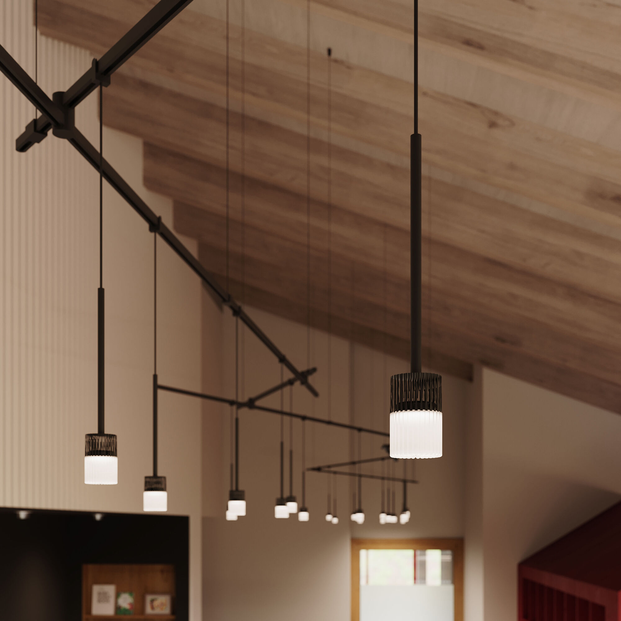 Suspenders LED 85 inch Satin Black Suspension Ceiling Light