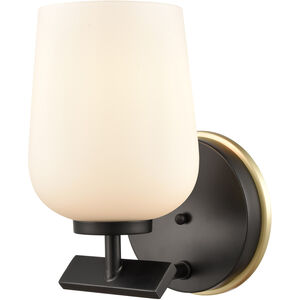 Remy 1 Light 5 inch Black Satin Brass Bath Vanity Light Wall Light in White Glass