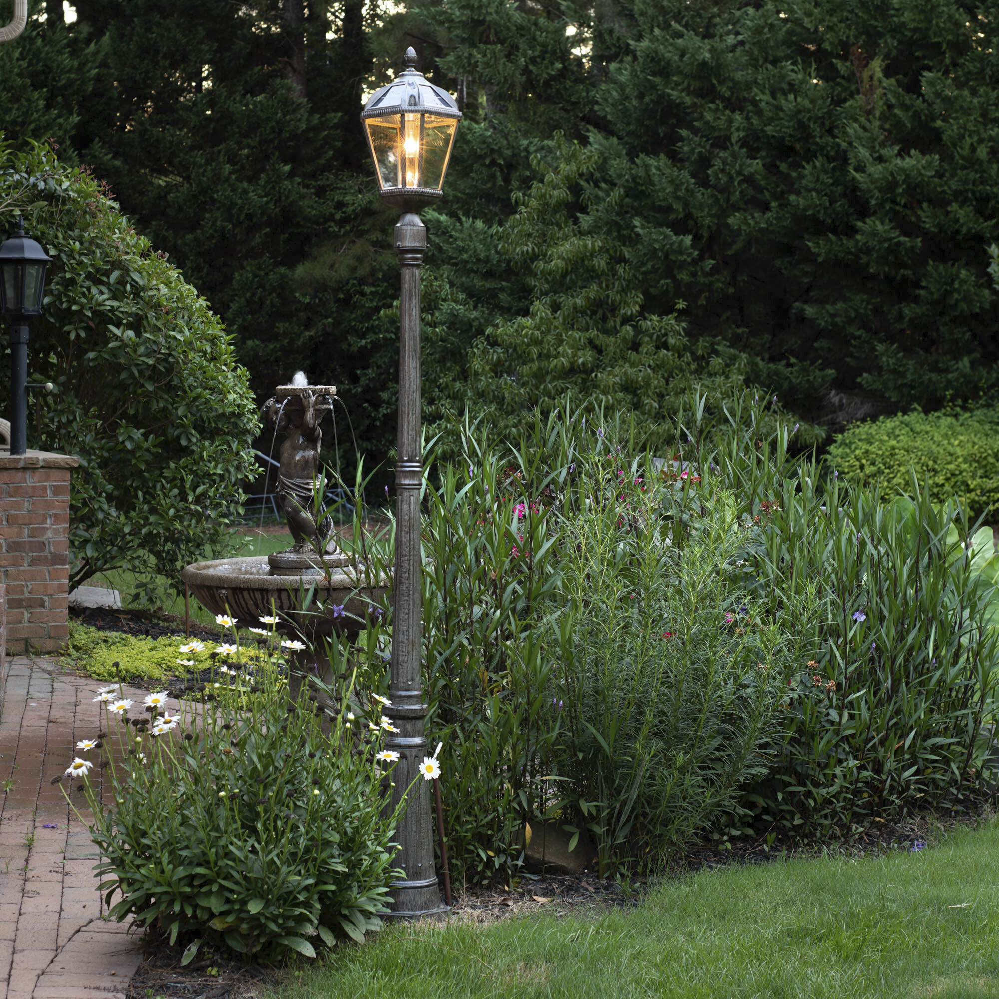 Royal LED 87 inch Weathered Bronze Lamp Post Set, Solar