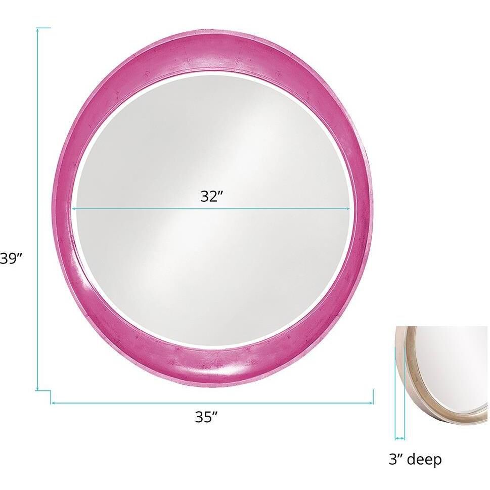 Ellipse 39 X 35 inch Glossy Hot Pink Wall Mirror