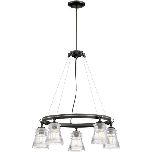 Graham Avenue 5 Light Smoked Iron/Brushed Nickel Chandelier Ceiling Light