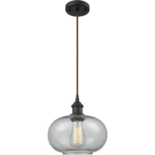 Ballston Gorham LED 9.5 inch Oil Rubbed Bronze Mini Pendant Ceiling Light in Charcoal Glass, Black Textured, Ballston