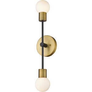 Neutra 2 Light 6 inch Matte Black and Foundry Brass Wall Sconce Wall Light